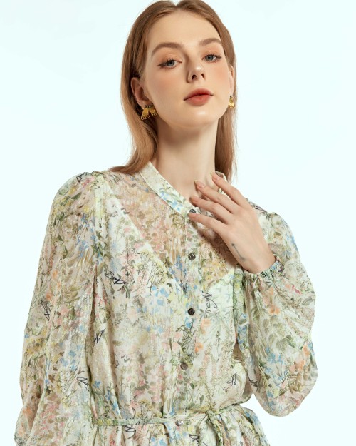 SIXDO Voile Flared Dress for Women